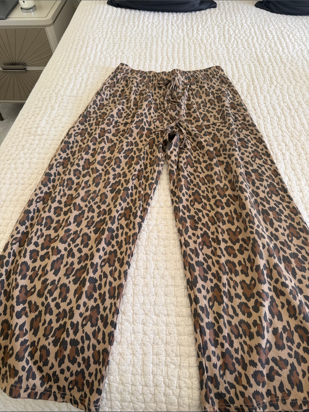 Leopard Print Wide-Leg Pants - Brown/Black